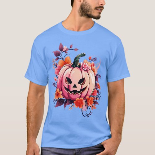 Whimsical Halloween pink Pumpkin Pink Pumpkin face T_Shirt