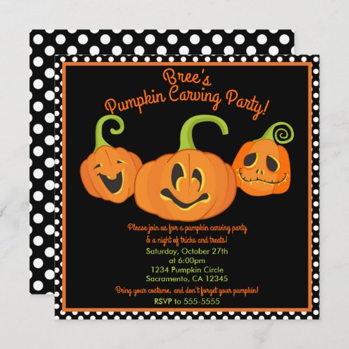 Whimsical Halloween Pumpkin Carving Costume Party Invitation