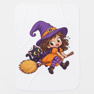 Whimsical Halloween Witch Baby Blanket