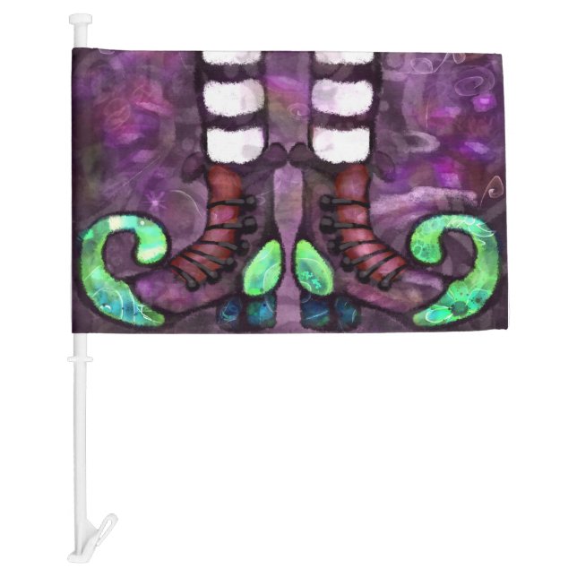 Whimsical Halloween Witch Boots Car Flag (Front)