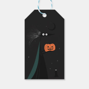 Whimsical Halloween Witch Gift Tag - 3 Colors
