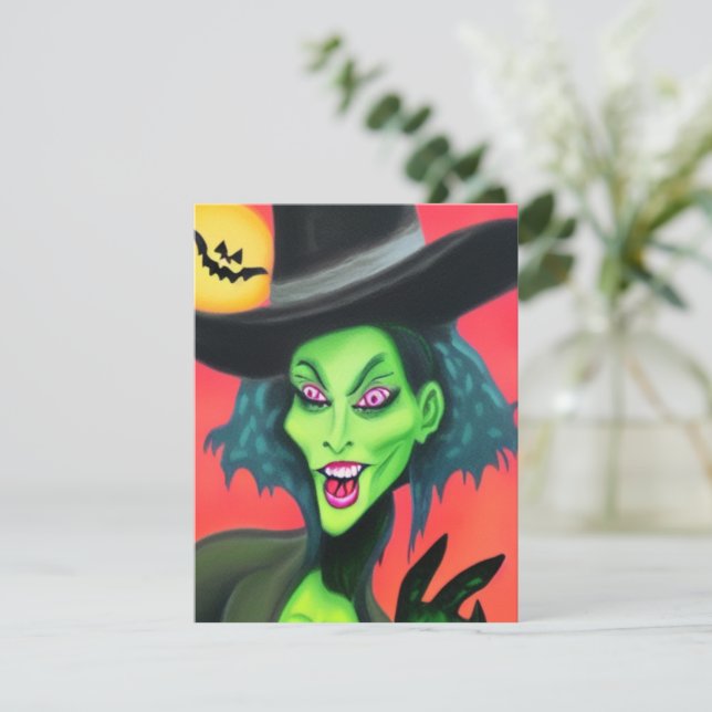 Whimsical Halloween Witch Note Card (Standing Front)