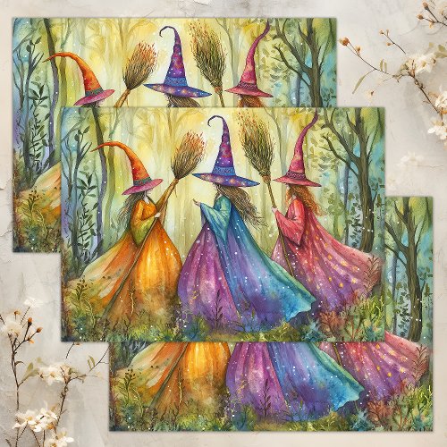 WHIMSICAL HALLOWEEN WITCHES DECOUPAGE TISSUE PAPER