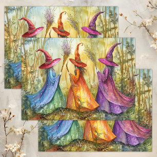 WHIMSICAL HALLOWEEN WITCHES DECOUPAGE TISSUE PAPER