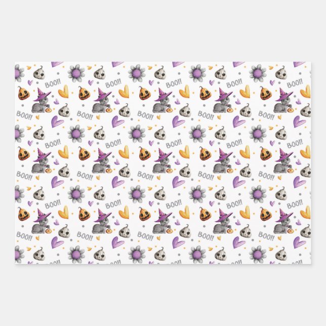 Whimsical Halloween Wrapping Paper Sheets (Front 3)