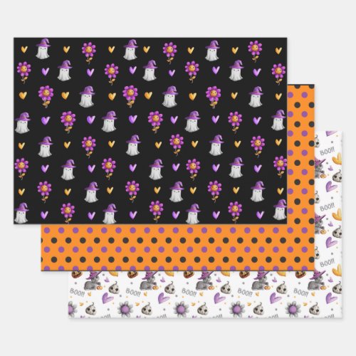 Whimsical Halloween Wrapping Paper Sheets