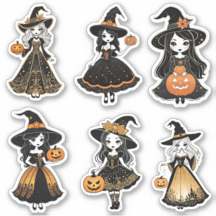Whimsical Hallowwen Witches Sticker Set
