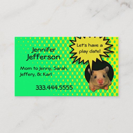 Customizable Whimsical Hamster Custom Mommy Card Business Card Templates