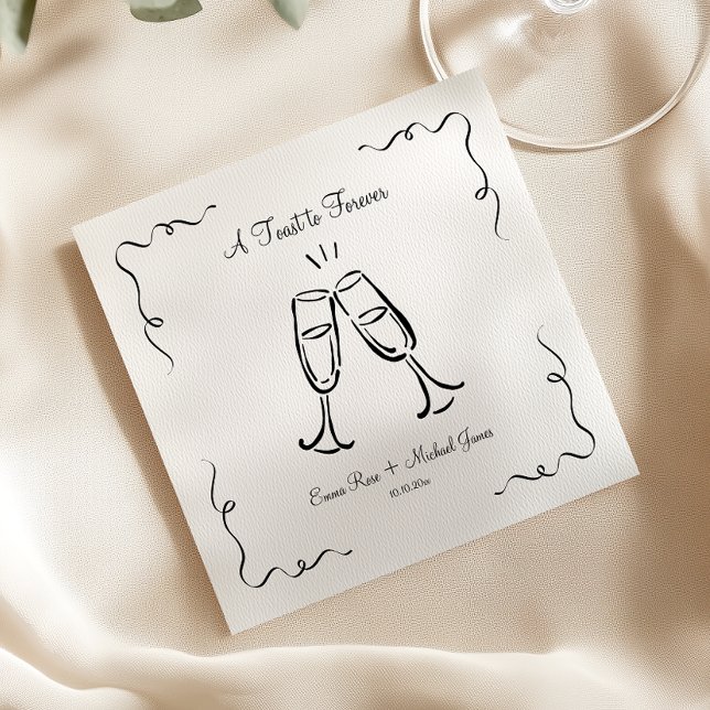 Whimsical Hand Drawn A Toast to Forever Napkins (Creator Uploaded)