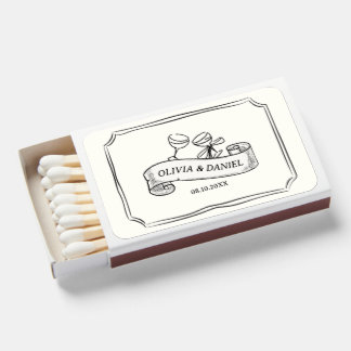 Whimsical Hand Drawn Aesthetic Wedding Matchboxes