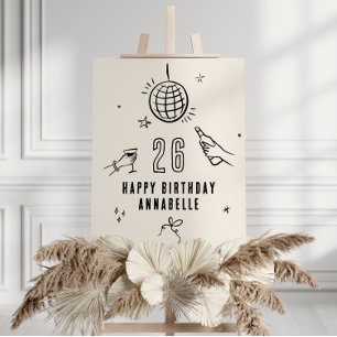 whimsical hand drawn arch birthday drinks party foam board