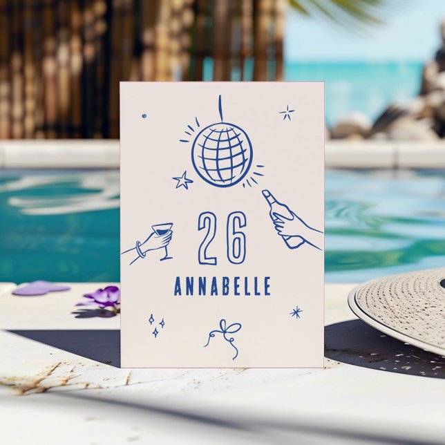 whimsical hand drawn arch birthday drinks party invitation (Creator Uploaded)