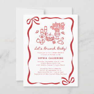 Whimsical Hand Drawn Baby Shower Brunch Postcard