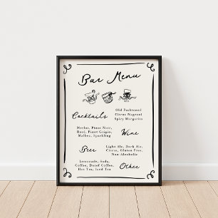 Whimsical Hand Drawn Bar Menu Poster