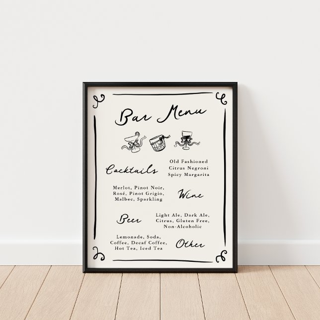Whimsical Hand Drawn Bar Menu Poster (Creator Uploaded)