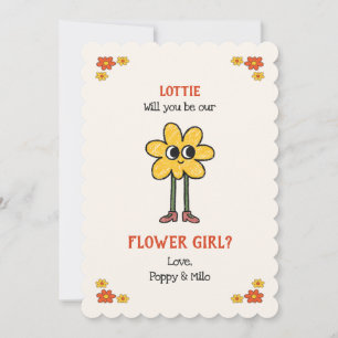 Whimsical Hand Drawn Be My Flower Girl Proposal Card