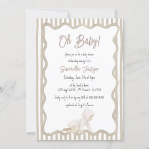 Whimsical Hand Drawn Beige Neutral Baby Shower Invitation