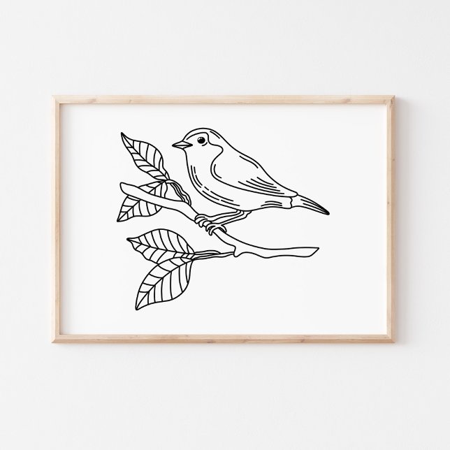 Whimsical Hand-Drawn Bird Illustration Poster (Creator Uploaded)