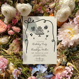 Whimsical Hand Drawn Birthday Party Invitation