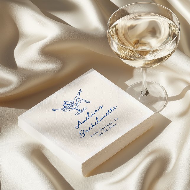Whimsical Hand Drawn Blue Bachelorette Napkins (Creator Uploaded)