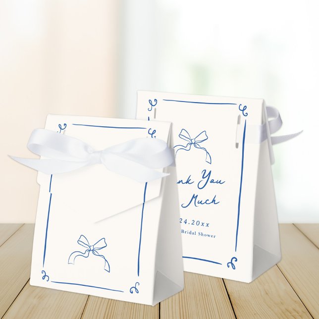 Whimsical Hand Drawn Blue Bridal Shower Favor Boxes (Creator Uploaded)
