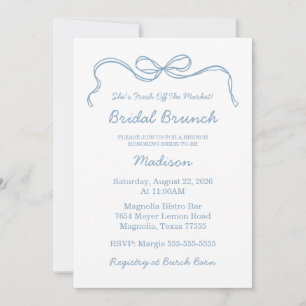 Whimsical Hand Drawn Blue Bridal Shower Invitation