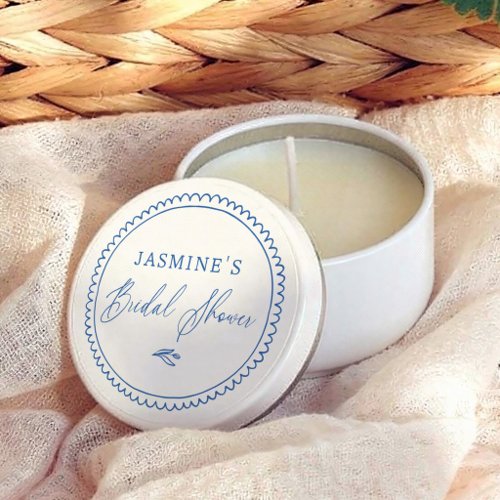 Whimsical Hand Drawn Blue Bridal Shower Mini Candle Favors