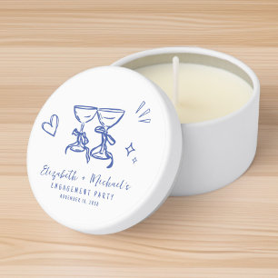 Whimsical Hand Drawn Blue Engagement Party Mini Candle Favors