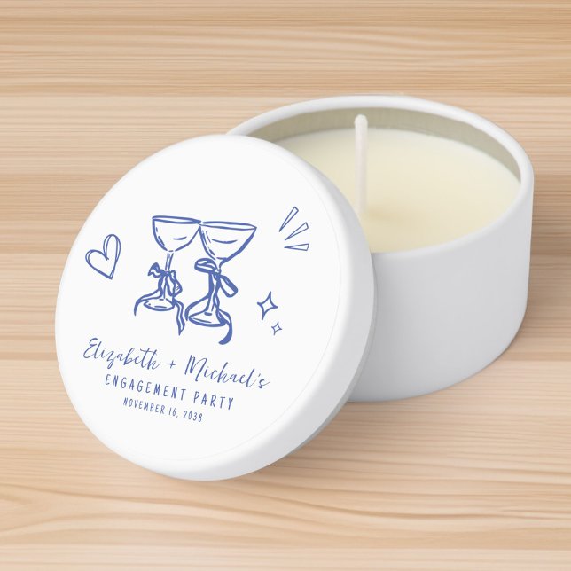 Whimsical Hand Drawn Blue Engagement Party Mini Candle Favors (Creator Uploaded)