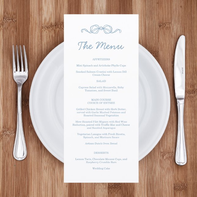 Whimsical Hand Drawn Blue Illustrated Wedding Menu (Creator Uploaded)