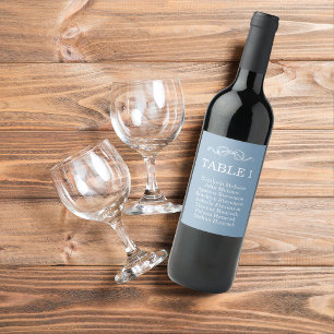 Whimsical Hand Drawn Blue Illustrated Wedding Wine Label