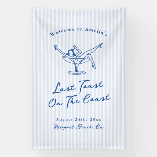 Whimsical Hand Drawn Blue Last Toast on the Coast Banner