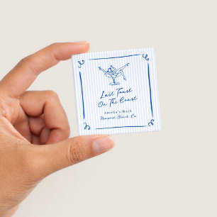 Whimsical Hand Drawn Blue Last Toast on the Coast Button