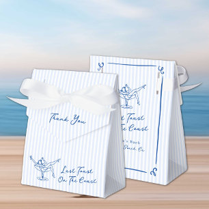 Whimsical Hand Drawn Blue Last Toast on the Coast Favor Boxes