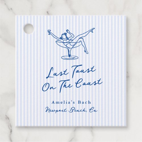 Whimsical Hand Drawn Blue Last Toast on the Coast Favor Tags