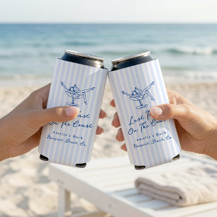 Whimsical Hand Drawn Blue Last Toast on the Coast Seltzer Can Cooler