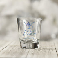 Whimsical Hand Drawn Blue Last Toast on the Coast Shot Glass