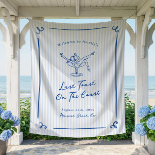 Whimsical Hand Drawn Blue Last Toast on the Coast Tapestry
