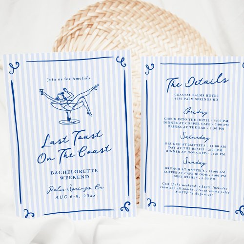 Whimsical Hand Drawn Blue Last Toast Weekend Invitation