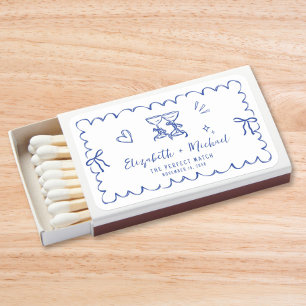 Whimsical Hand Drawn Blue Perfect Match Wedding