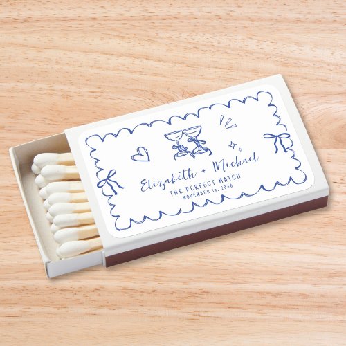 Whimsical Hand Drawn Blue Perfect Match Wedding