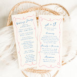 Whimsical Hand Drawn Blue & Pink Wedding Program<br><div class="desc">This adorable design features hand drawn elements and a whimsical bold text.</div>