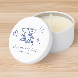 Whimsical Hand Drawn Blue Wedding Mini Candle Favors