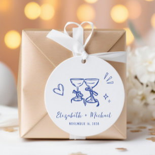Whimsical Hand Drawn Blue Wedding Thank You Favor Tags