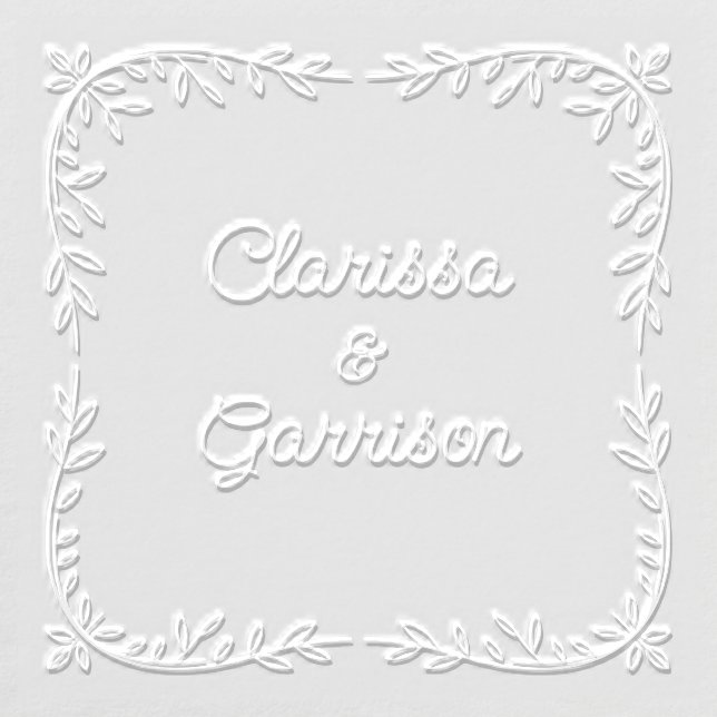 Whimsical Hand-drawn Botanical Border Couple Names Embosser (Design)
