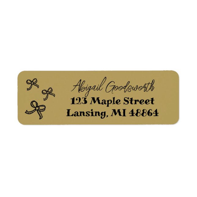 Whimsical Hand Drawn Bow Bridal Shower Address Label (Front)