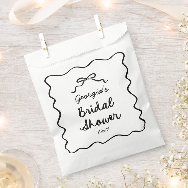 Whimsical Hand Drawn Bow Bridal Shower Favor Bag (Clipped)