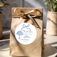 Whimsical hand drawn bow bridal tea party favor