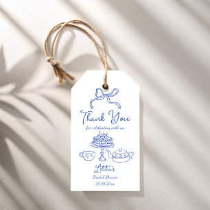Whimsical hand drawn bow bridal tea party favor gift tags