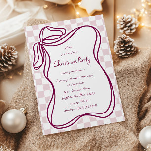 Whimsical Hand-drawn Bow Frame Christmas Invitation